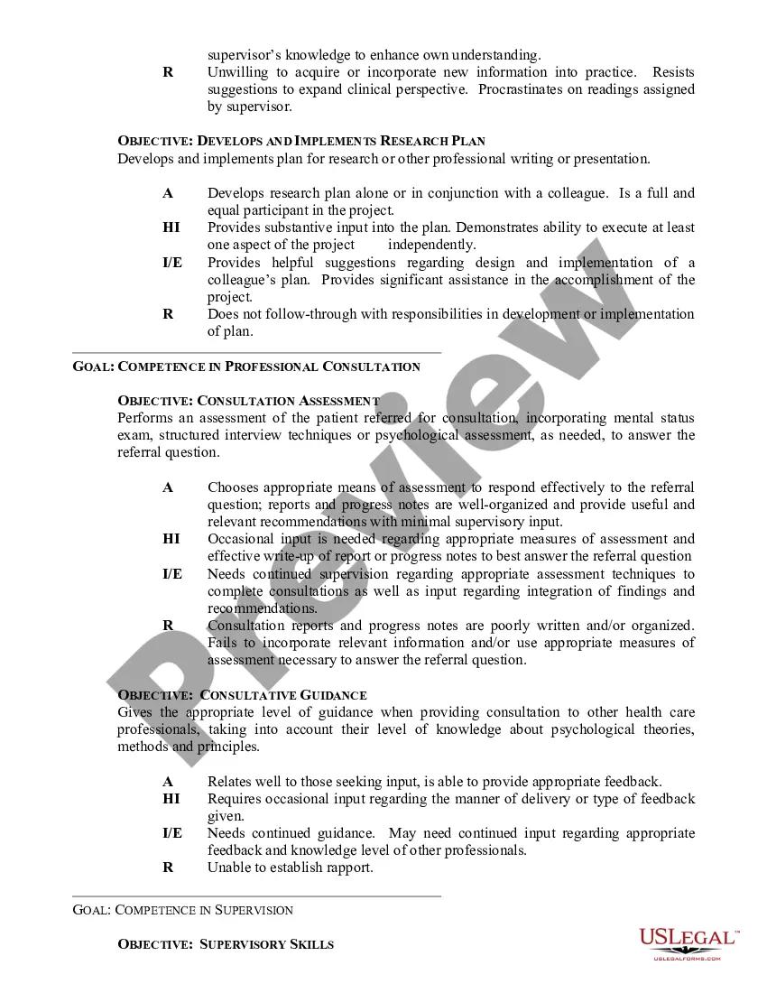 Get Assessment Form for Psychology Trainee Competency Evaluation Preview Assessment Form for Psychology Trainee Competency Evaluation