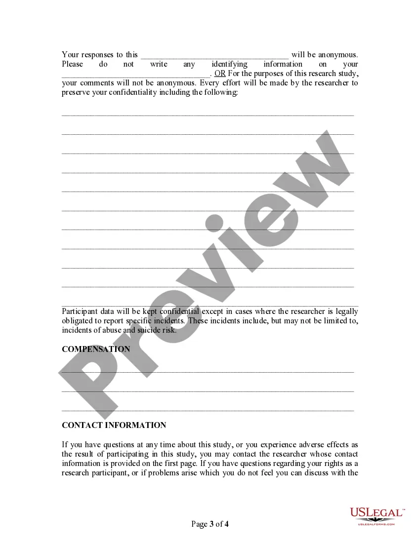 Preview Informed Consrnt Letter to Research Study Participant