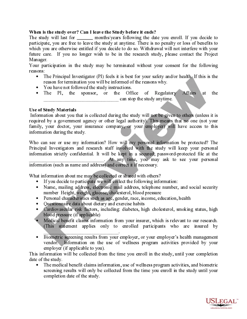 Get Infomed Consent and HIPAA Authorization Form for Research Partcipant Preview Infomed Consent and HIPAA Authorization Form for Research Partcipant
