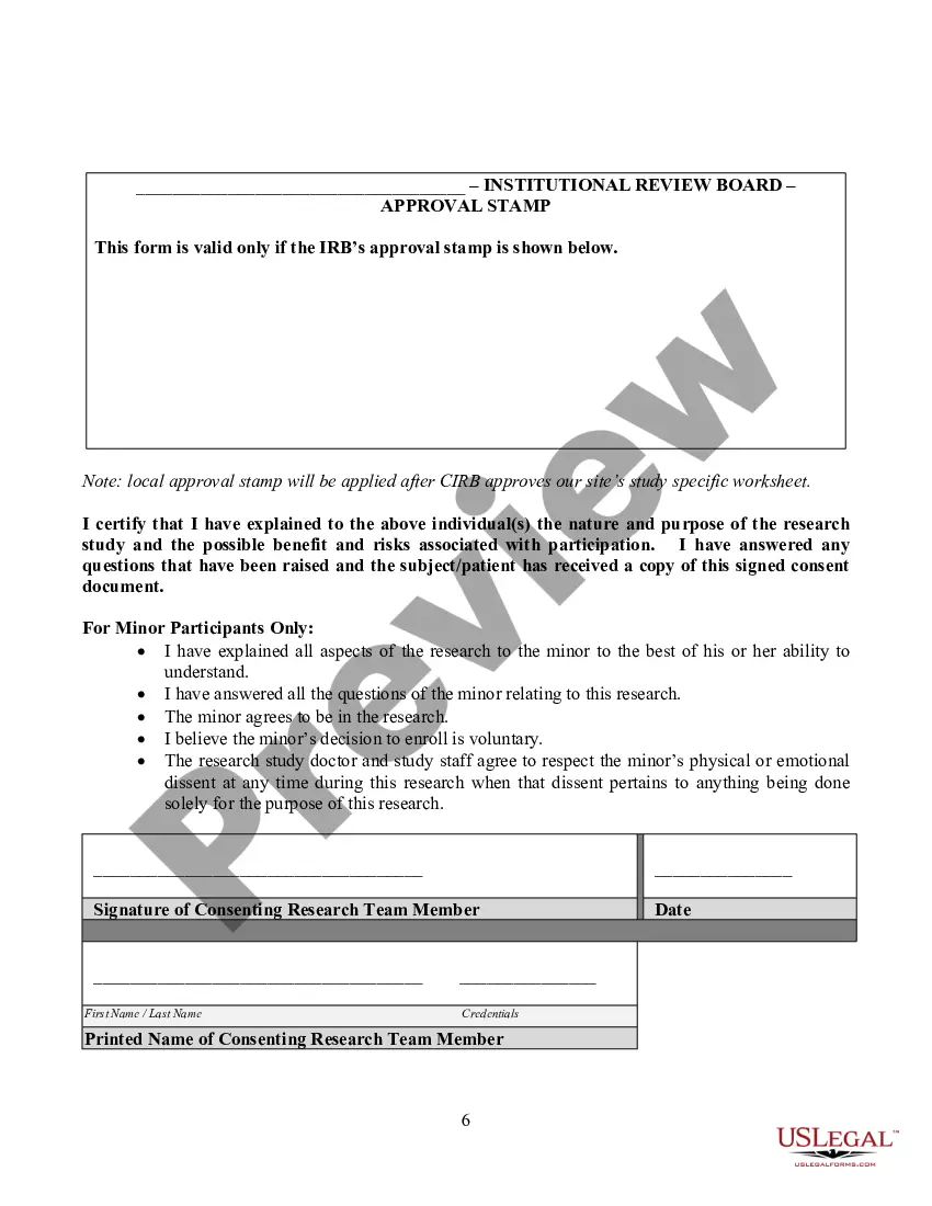 Get Research Study Consent Form with Assent for Minor Participant Preview Research Study Consent Form with Assent for Minor Participant