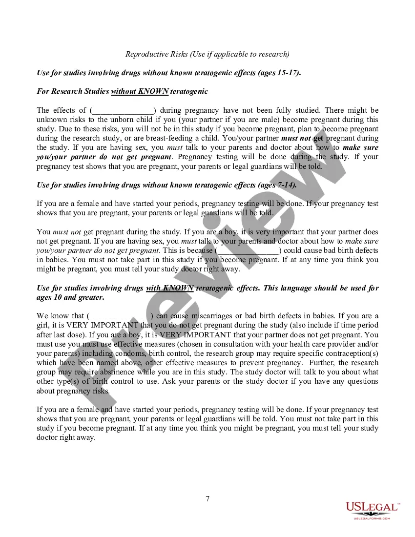 Get Research Study Consent Form with Assent for Minor Participant Preview Research Study Consent Form with Assent for Minor Participant