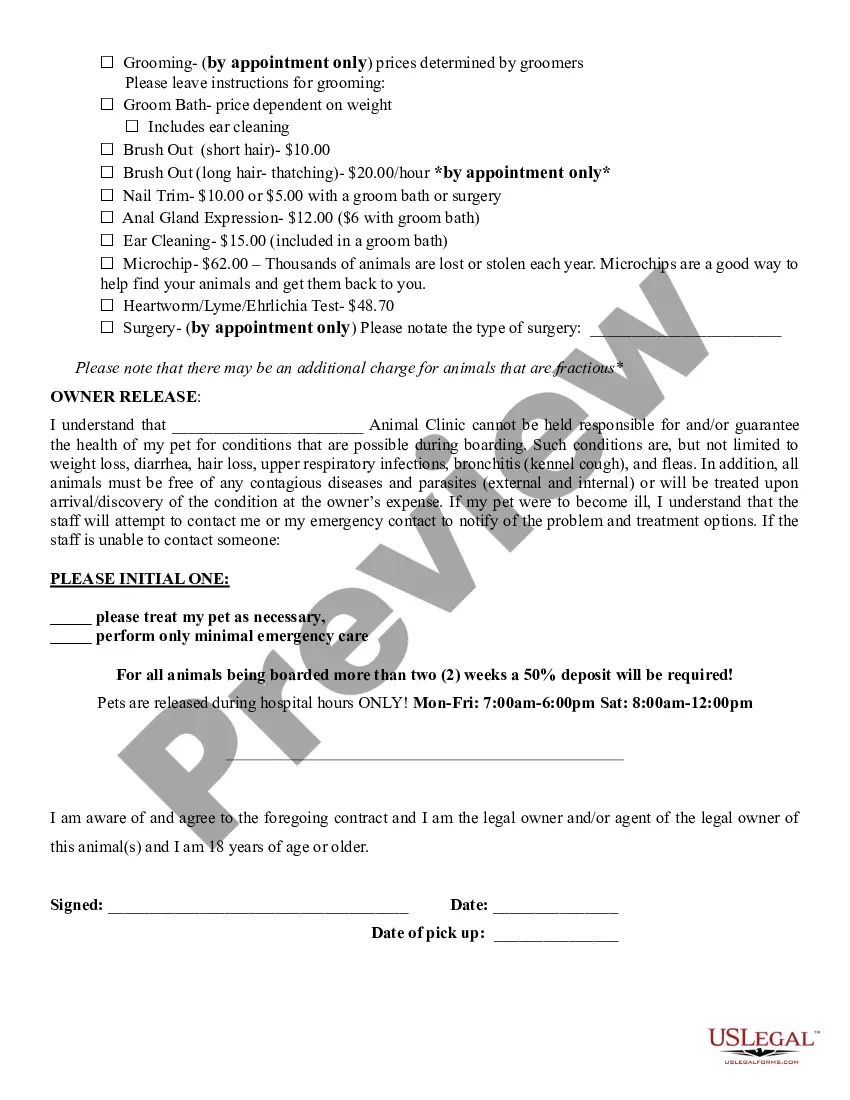 Get Canine and Feline Boarding Contract Preview Canine and Feline Boarding Contract