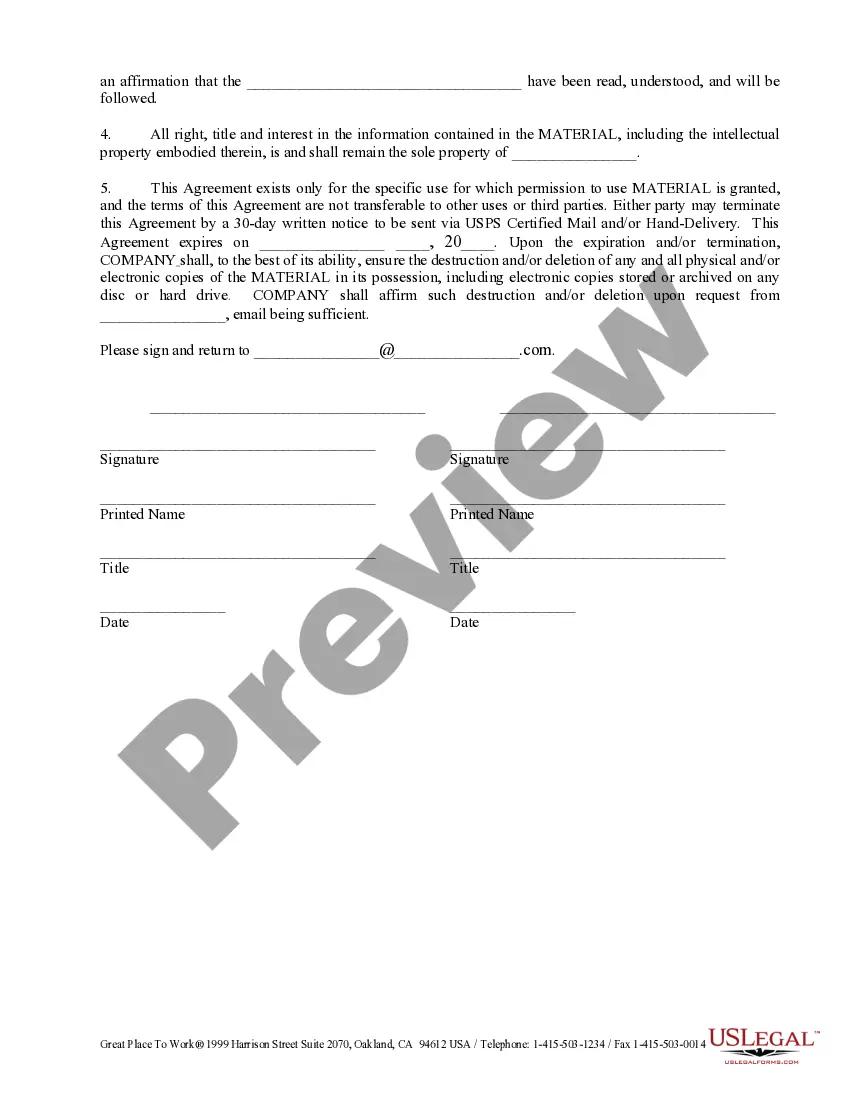Preview Material Consent Agreement