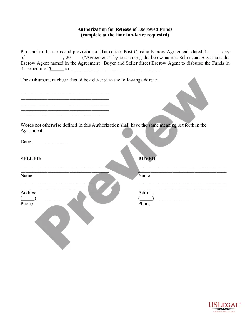 Get Post Closing Escrow Agreement between Seller and Buyer Preview Post Closing Escrow Agreement between Seller and Buyer