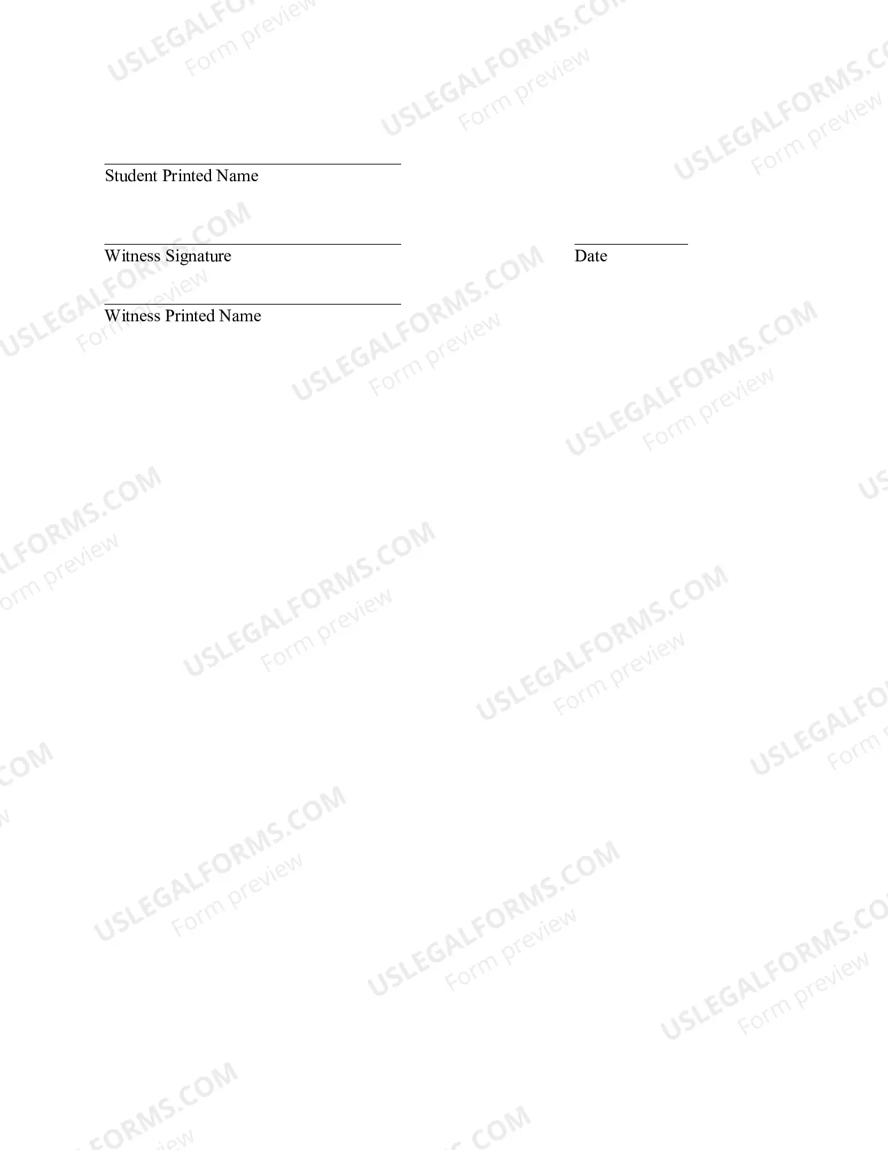 Preview Adult Student Release and Indemnification Agreement