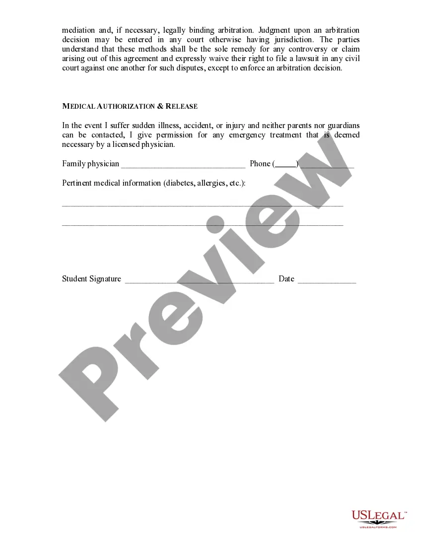 Preview School or University Athletic Release and Medical Authorization