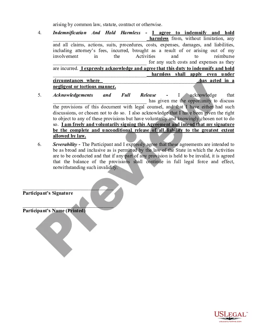 Get Private Aircraft and/or Pilot Waiver of Liability, Assumption of Risk and Indemnity Agreement Preview Private Aircraft and/or Pilot Waiver of Liability, Assumption of Risk and Indemnity Agreement
