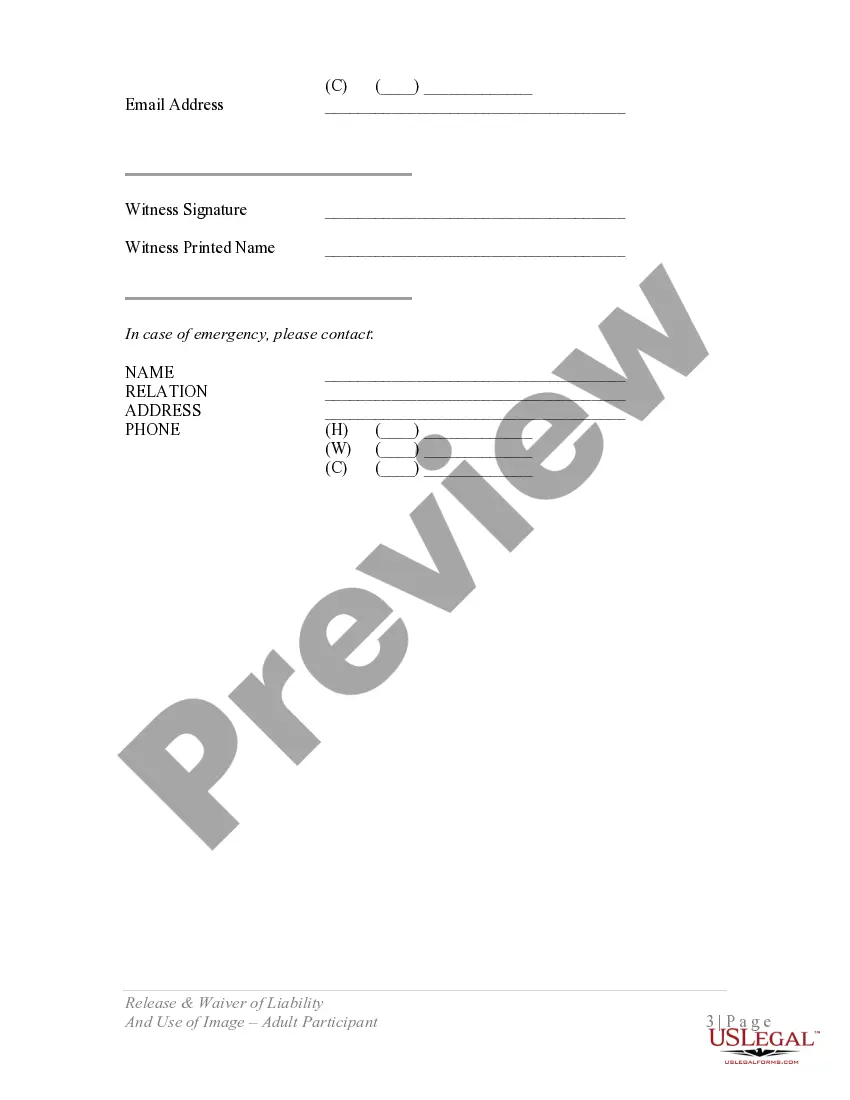 Get Release and Waiver of Liability and Use of Image Agreement Preview Release and Waiver of Liability and Use of Image Agreement