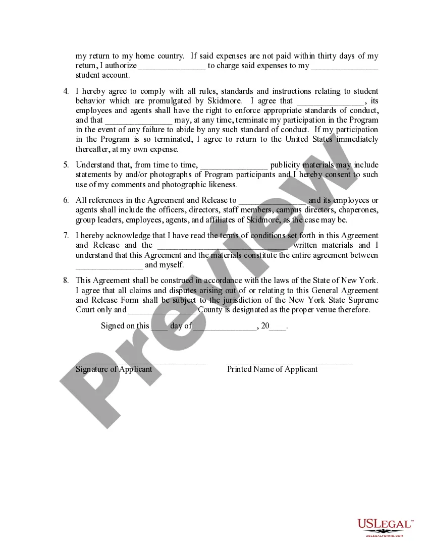 Get Agreement and Release of Liability for General Participation in Program Preview Agreement and Release of Liability for General Participation in Program