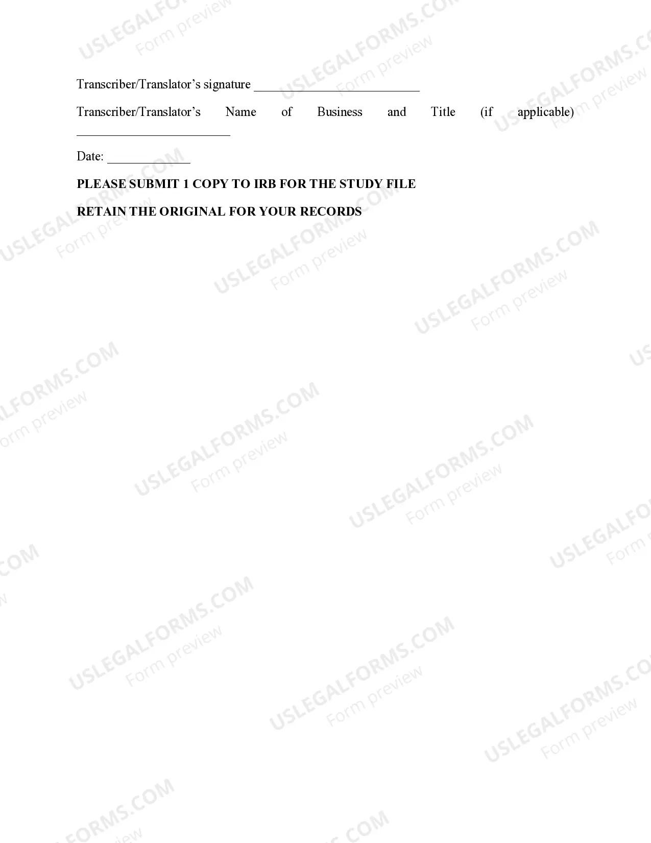 Preview Researcher Transcription or Translation Services Confidentiality Agreement