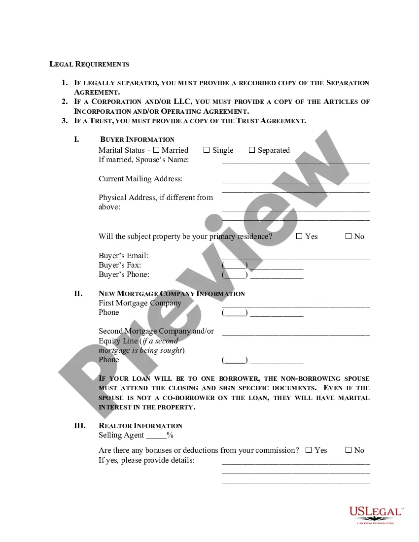 Preview Law Firm Buyer Information Sheet