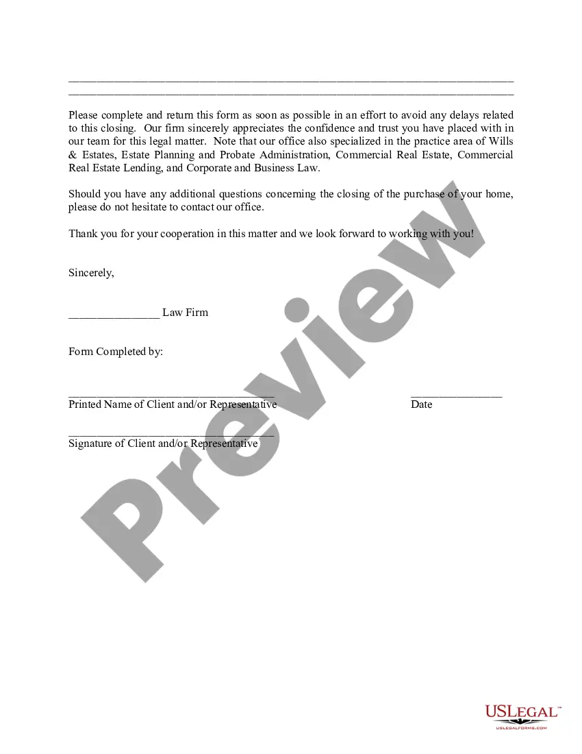 Preview Law Firm Buyer Information Sheet