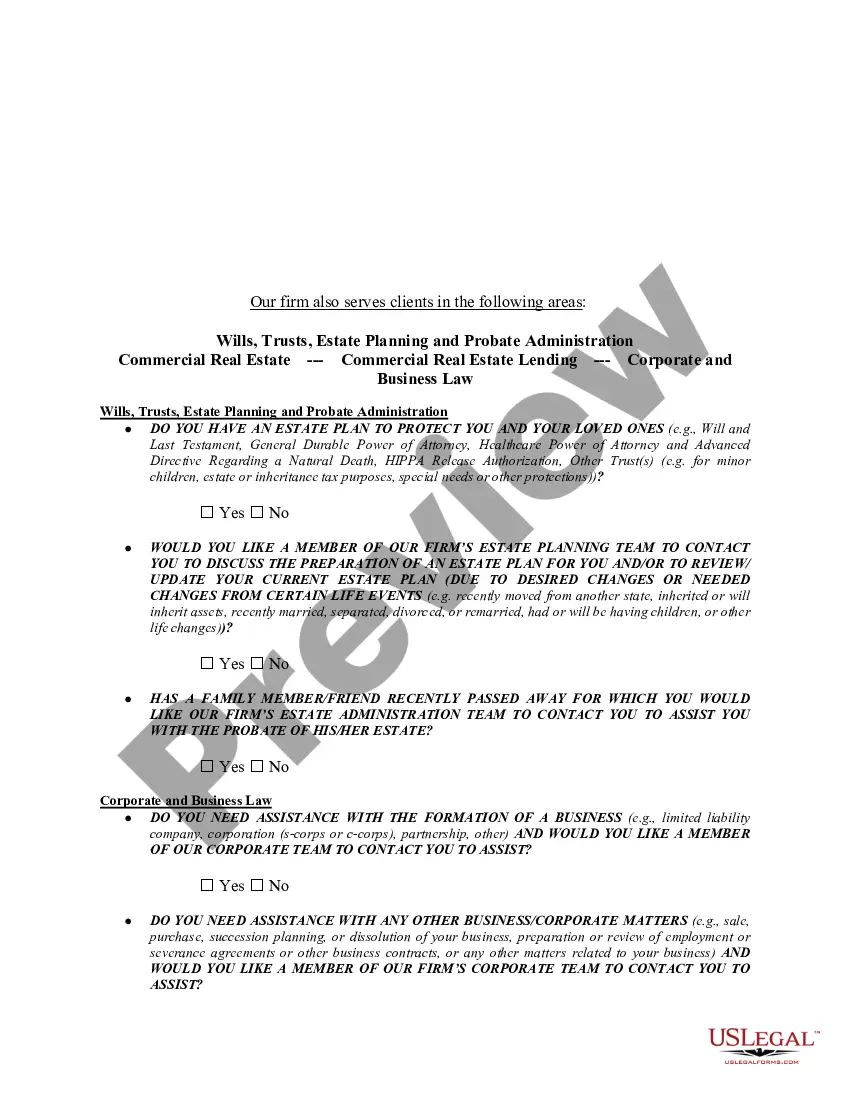 Preview Law Firm Buyer Information Sheet