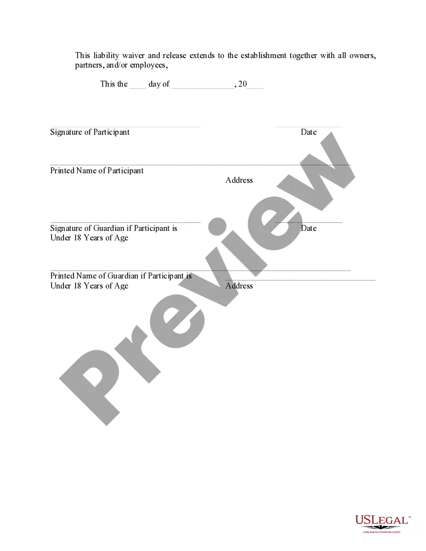 Get Release of Liability for Use of Property, Facilities and Services Preview Release of Liability for Use of Property, Facilities and Services