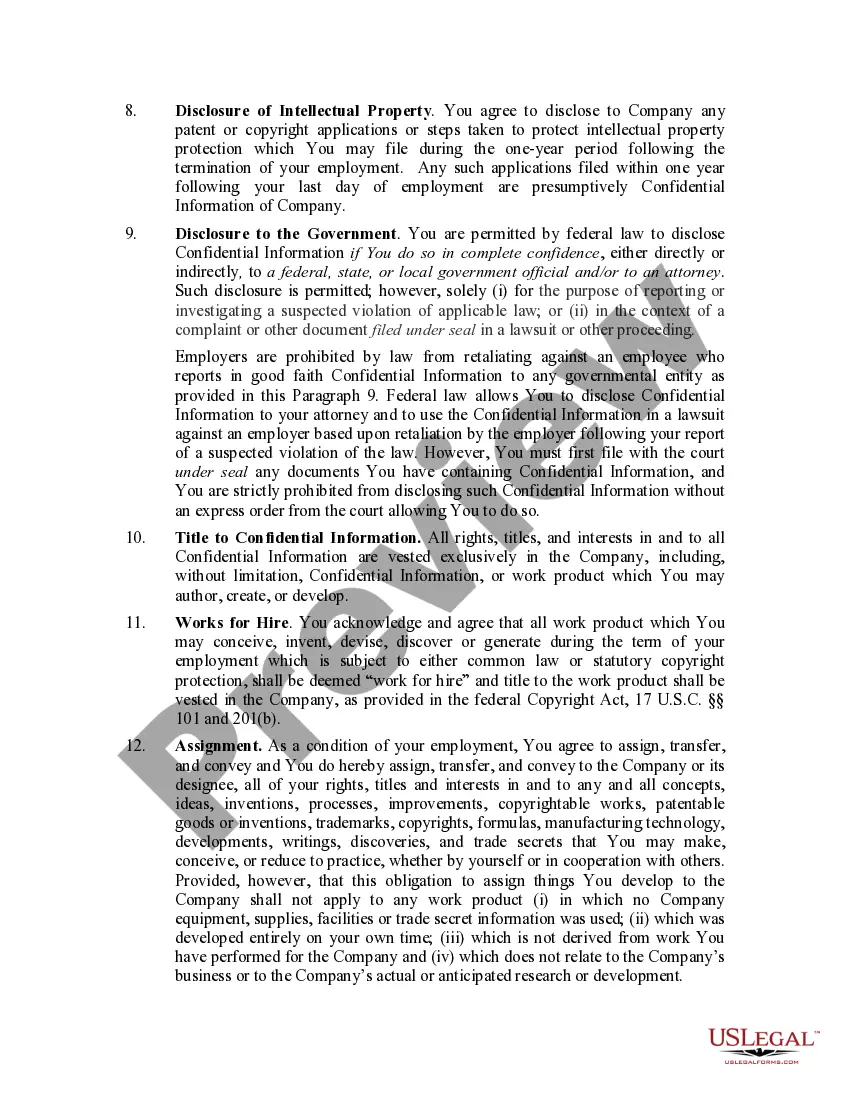 Preview Employee Confidentiality Agreement