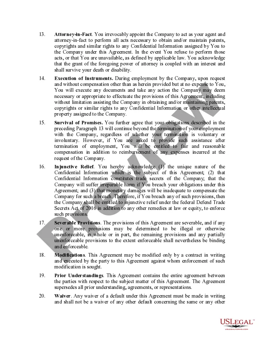 Preview Employee Confidentiality Agreement