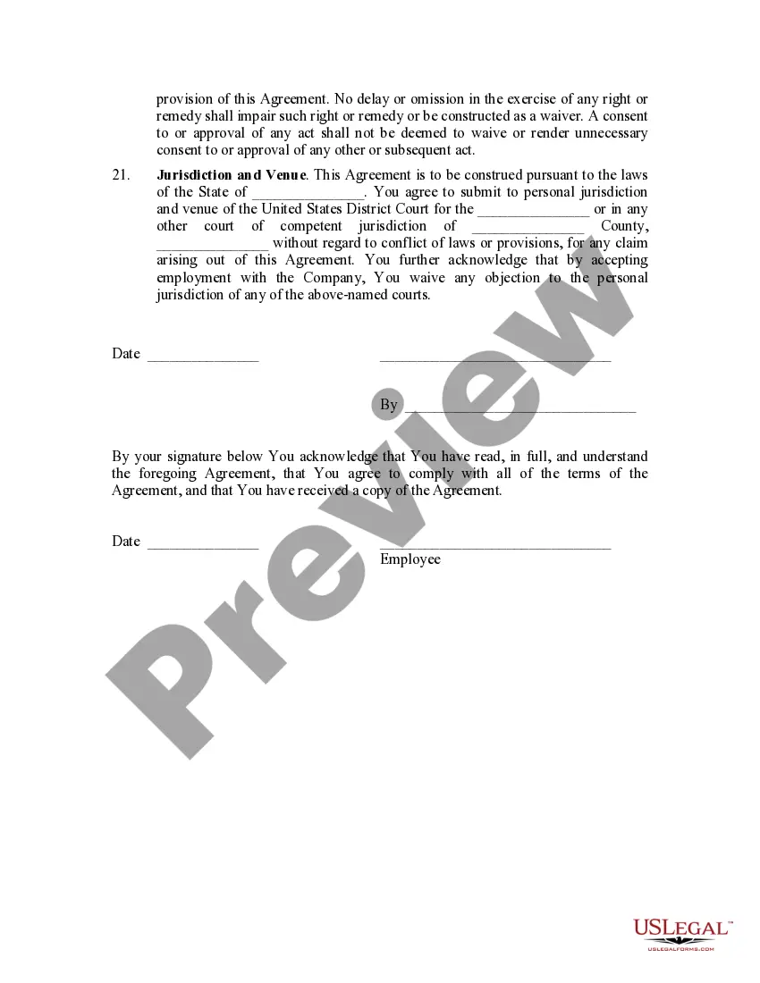 Preview Employee Confidentiality Agreement