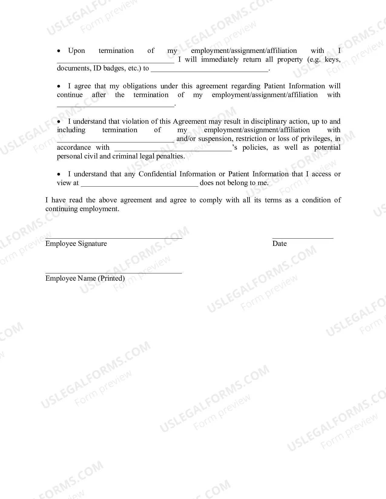 Preview Workforce Confidentiality Agreement for Medical Professionals