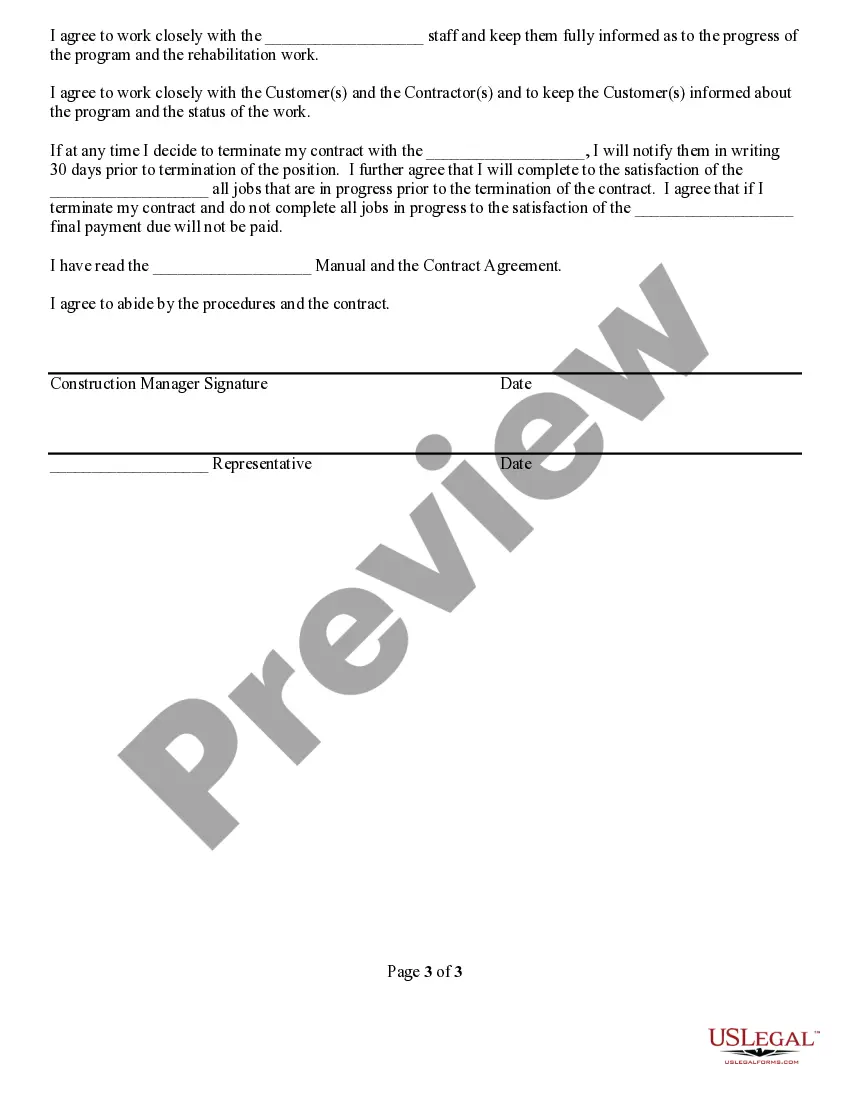 Preview Construction Manager Agreement