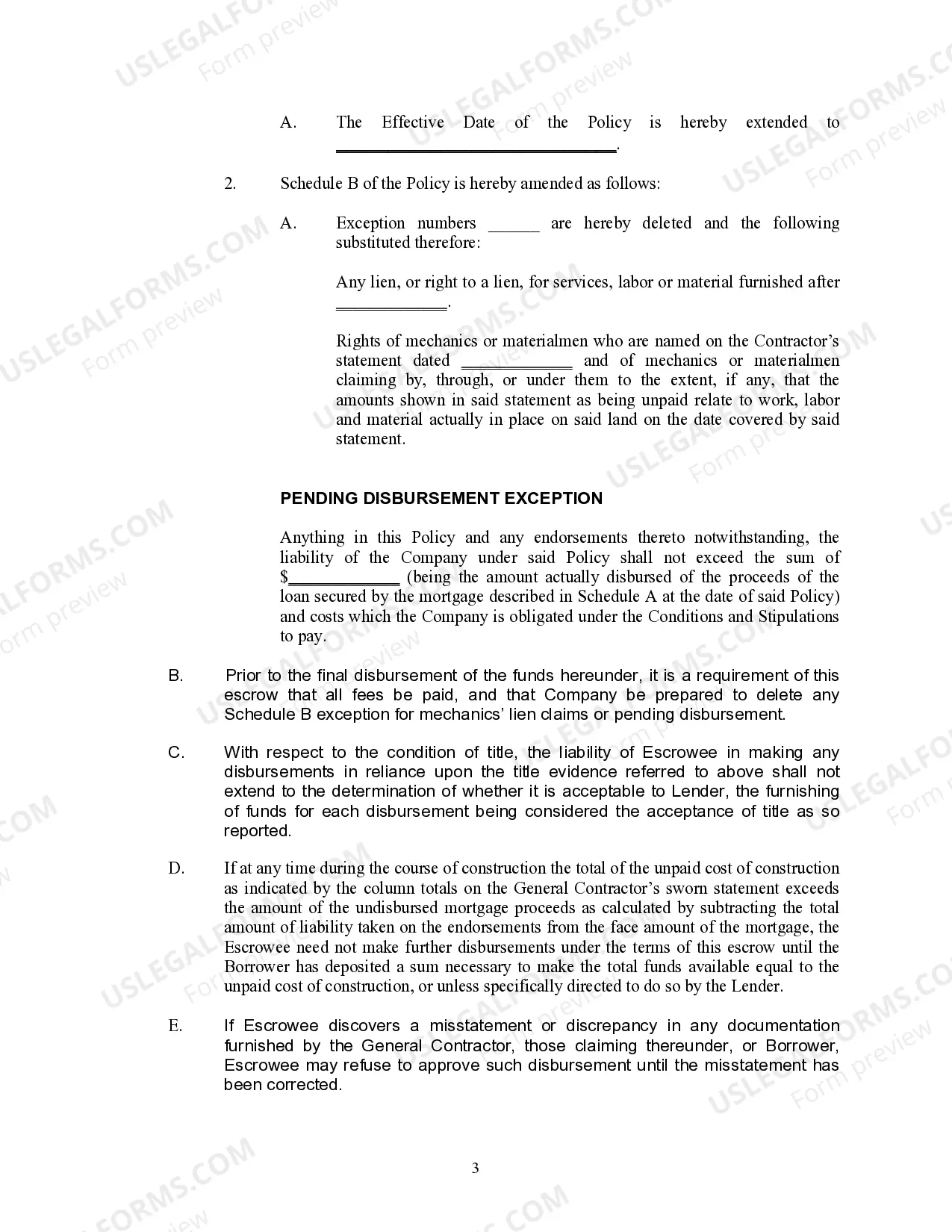 Preview Construction Loan Escrow Agreement