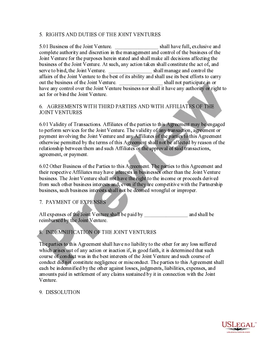 Preview Joint Venture Agreement