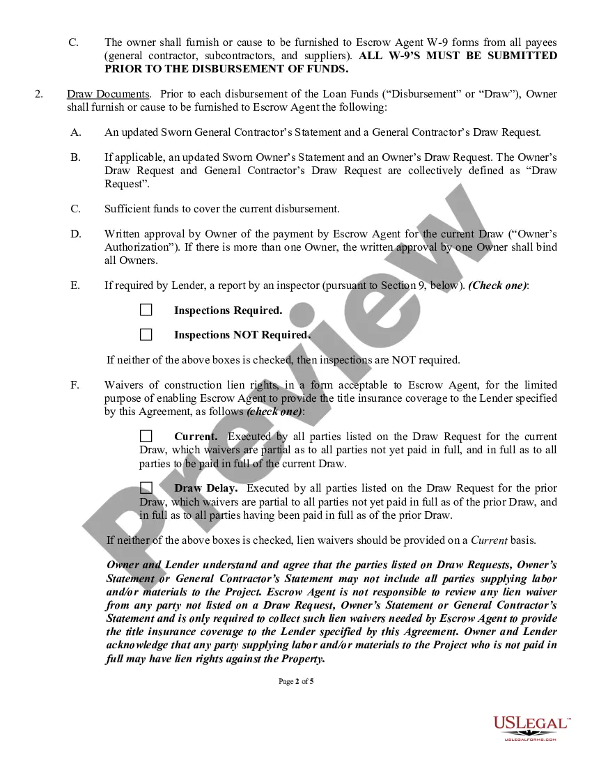 Preview Residential Construction Escrow Agreement
