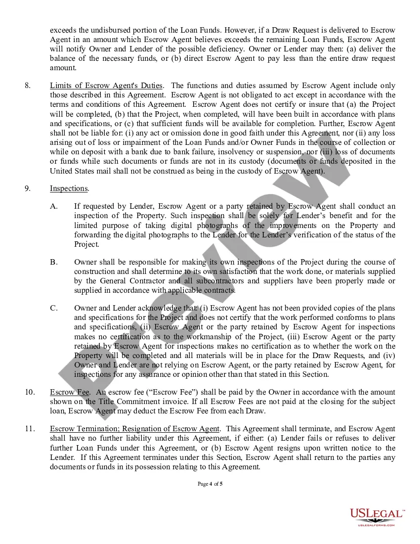 Preview Residential Construction Escrow Agreement