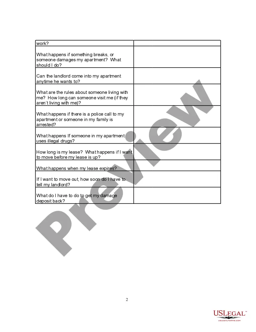 Preview Worksheet to Understand your Lease