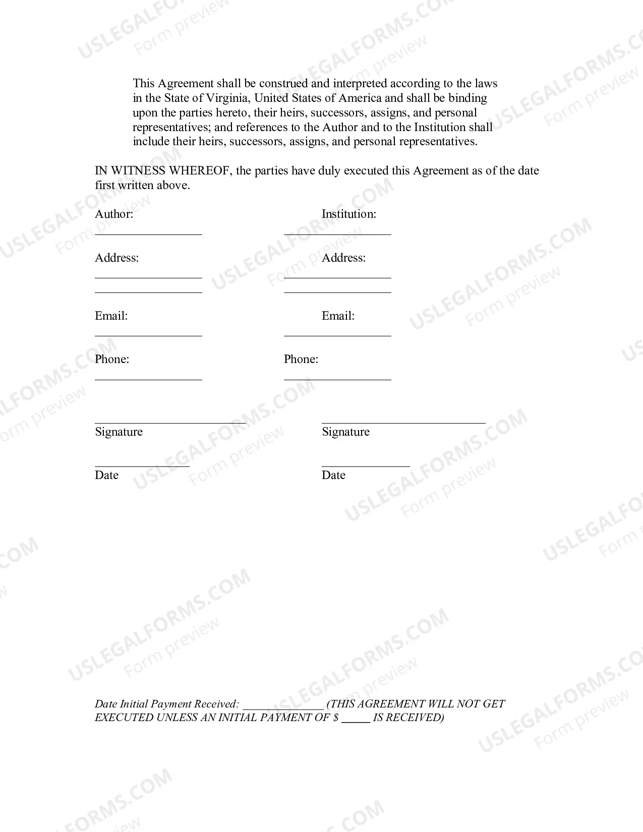 Preview Copyright License Agreement for Educational Materials