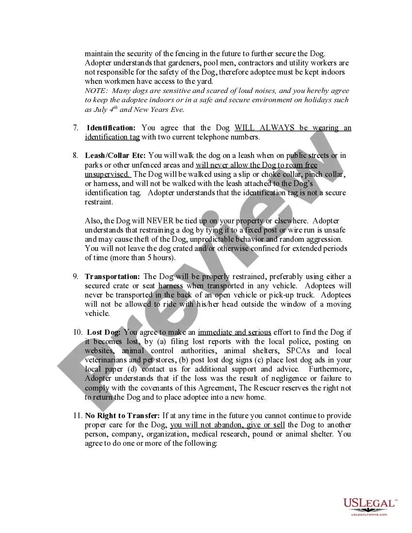 Preview Dog Adoption Contract