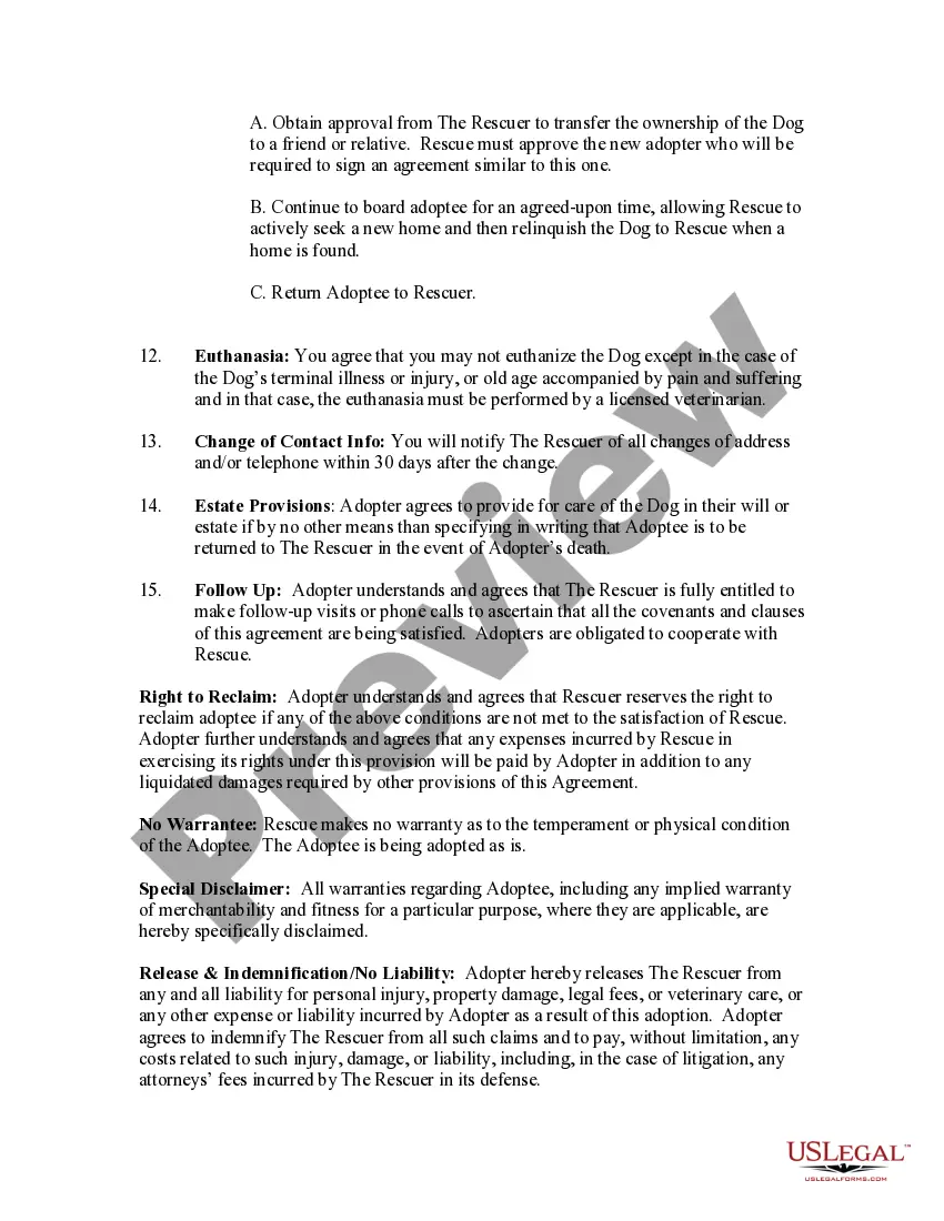 Preview Dog Adoption Contract