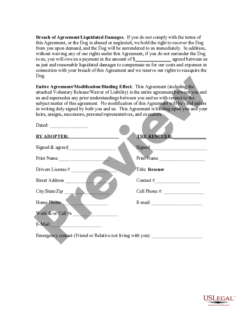 Preview Dog Adoption Contract