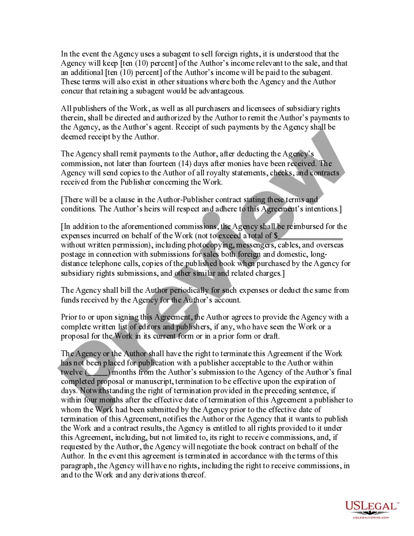 Preview Sample Agreement between Author and Agent