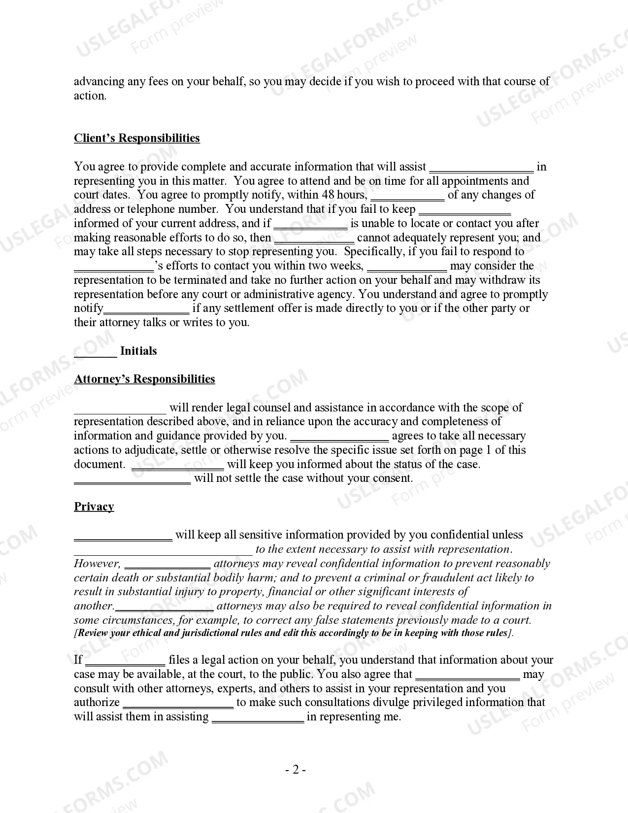 Preview Pro Bono Retainer Agreement