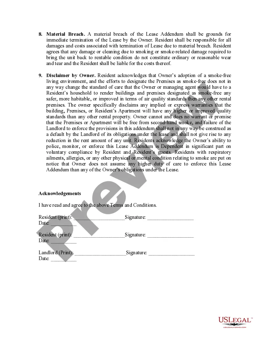 Preview Smoke Free Lease Addendum