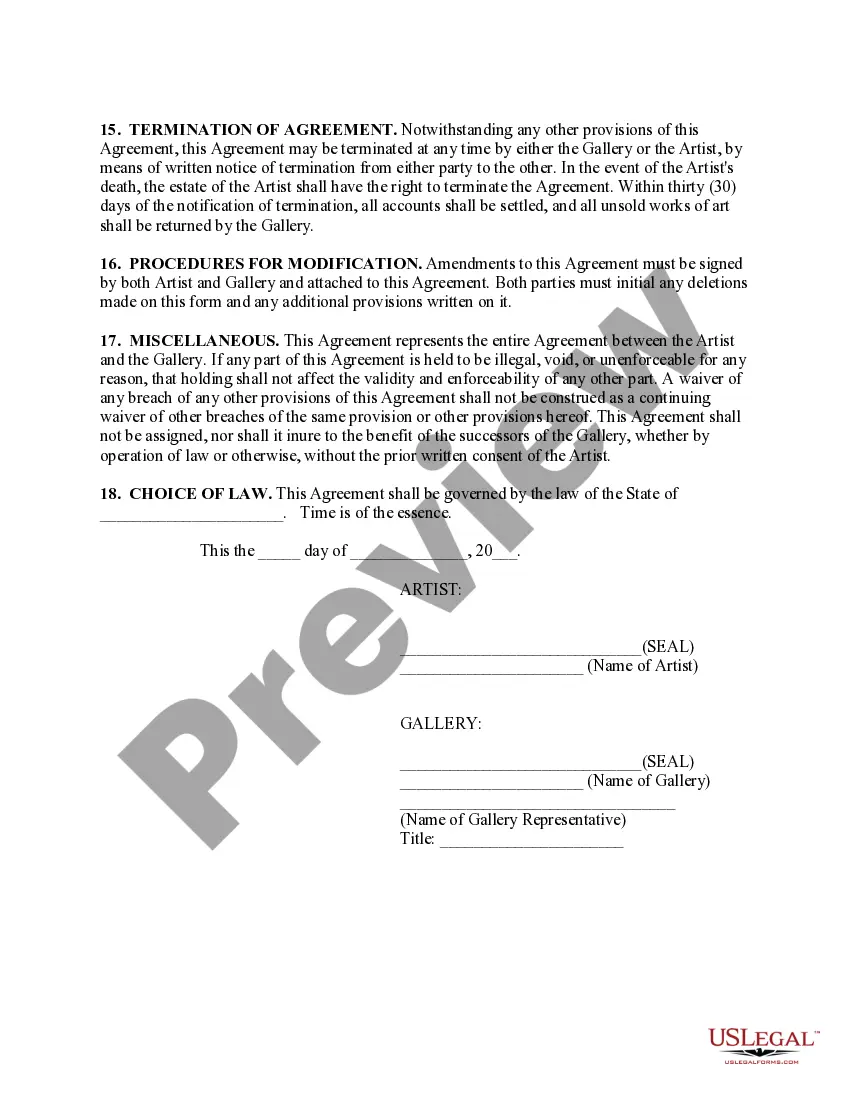 Get Art Consignment Agreement Preview Art Consignment Agreement