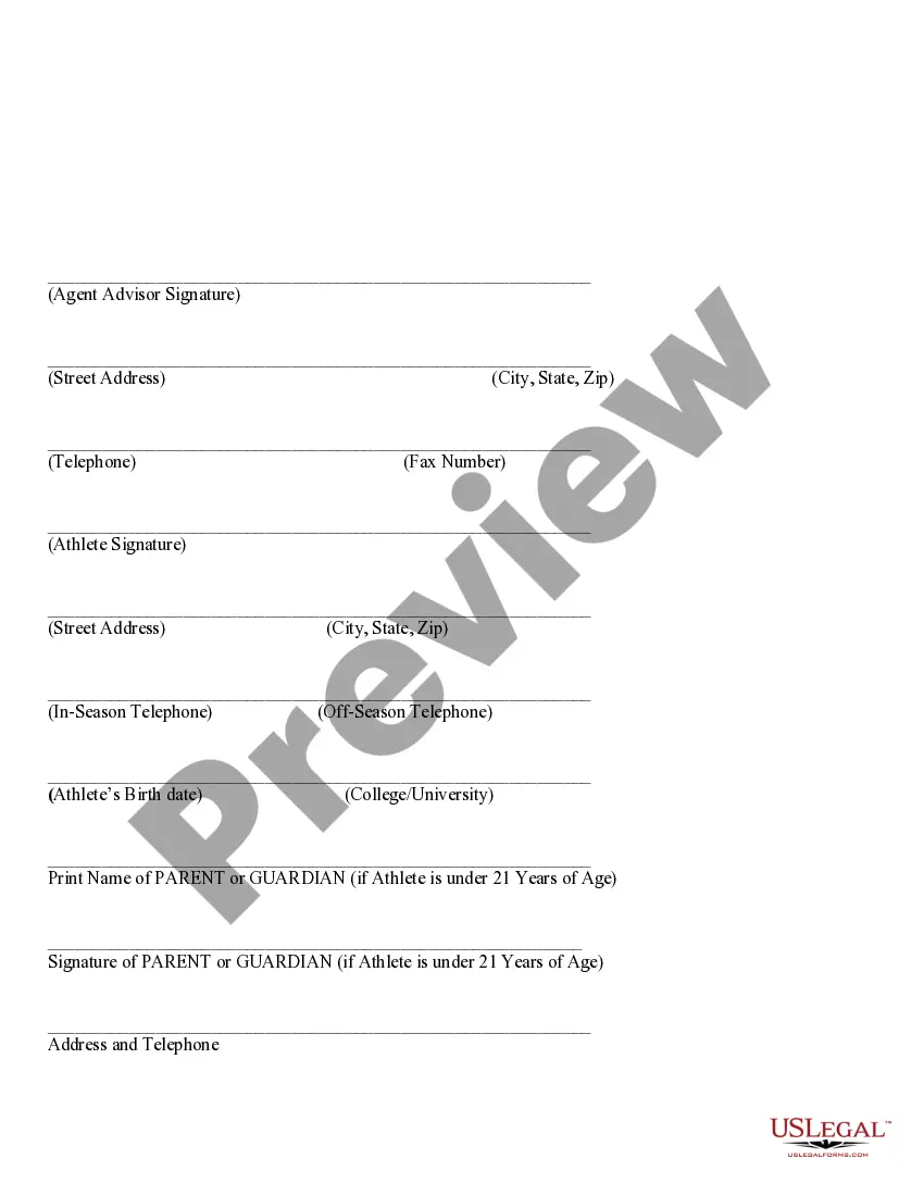 Get Representation Agreement between Athlete and Agent Preview Representation Agreement between Athlete and Agent