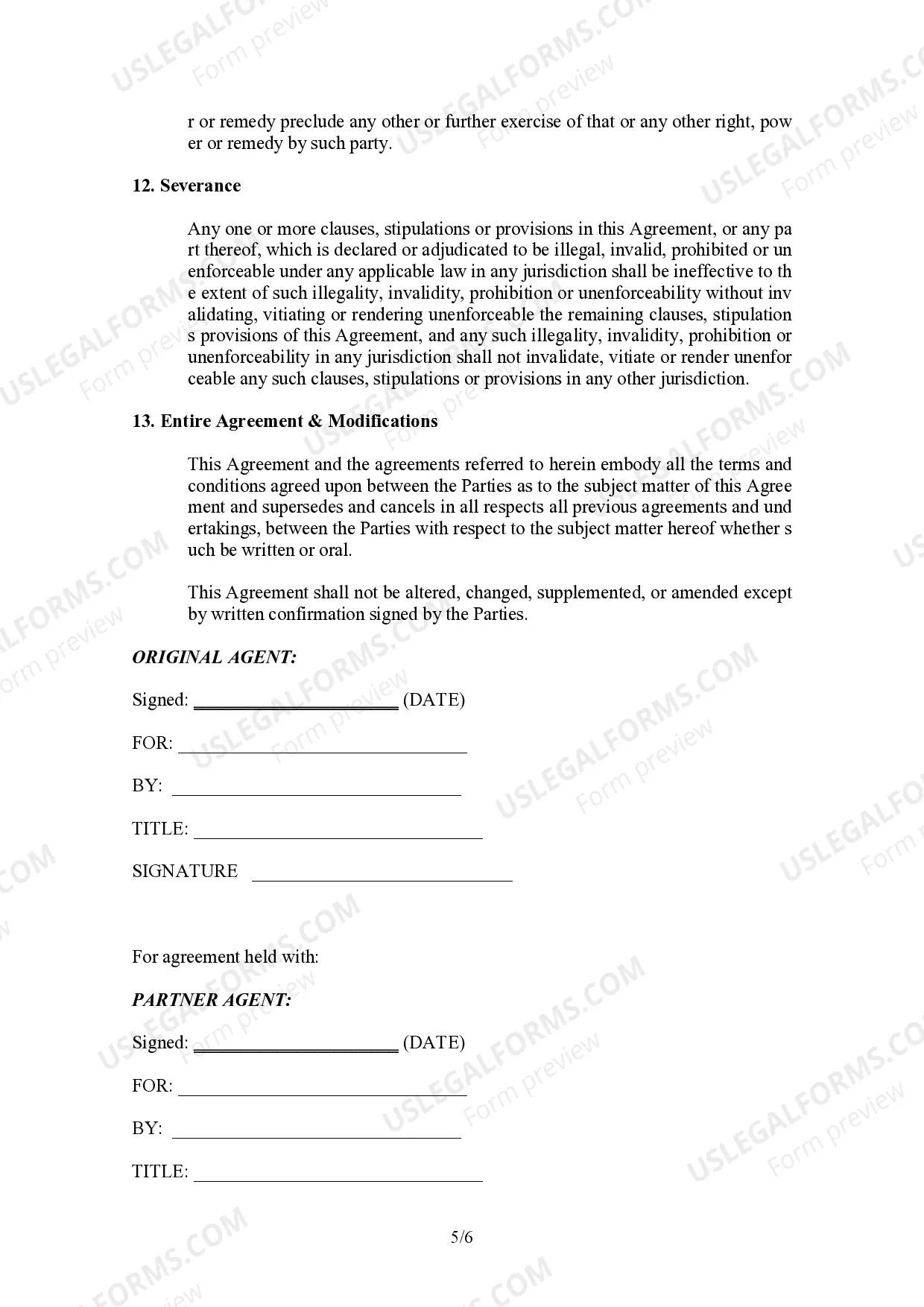 Preview Agency Agreement