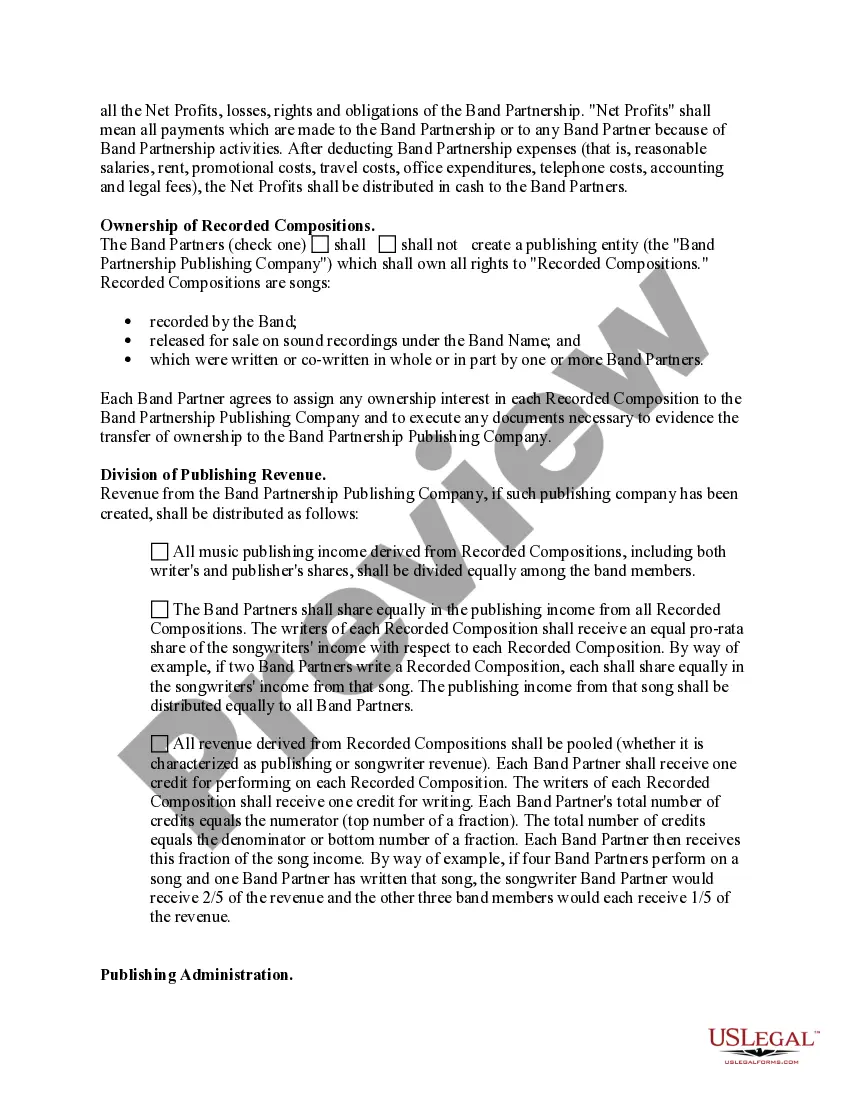 Preview Band Partnership Agreement