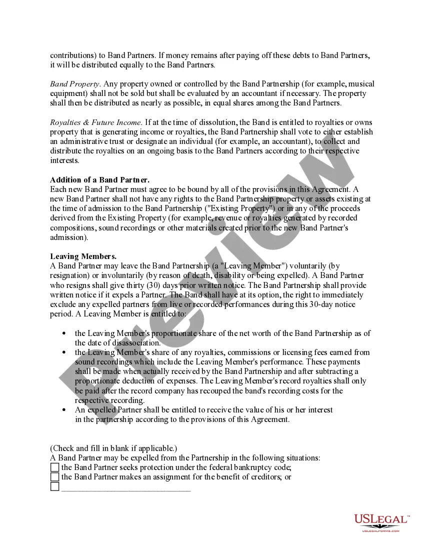 Preview Band Partnership Agreement