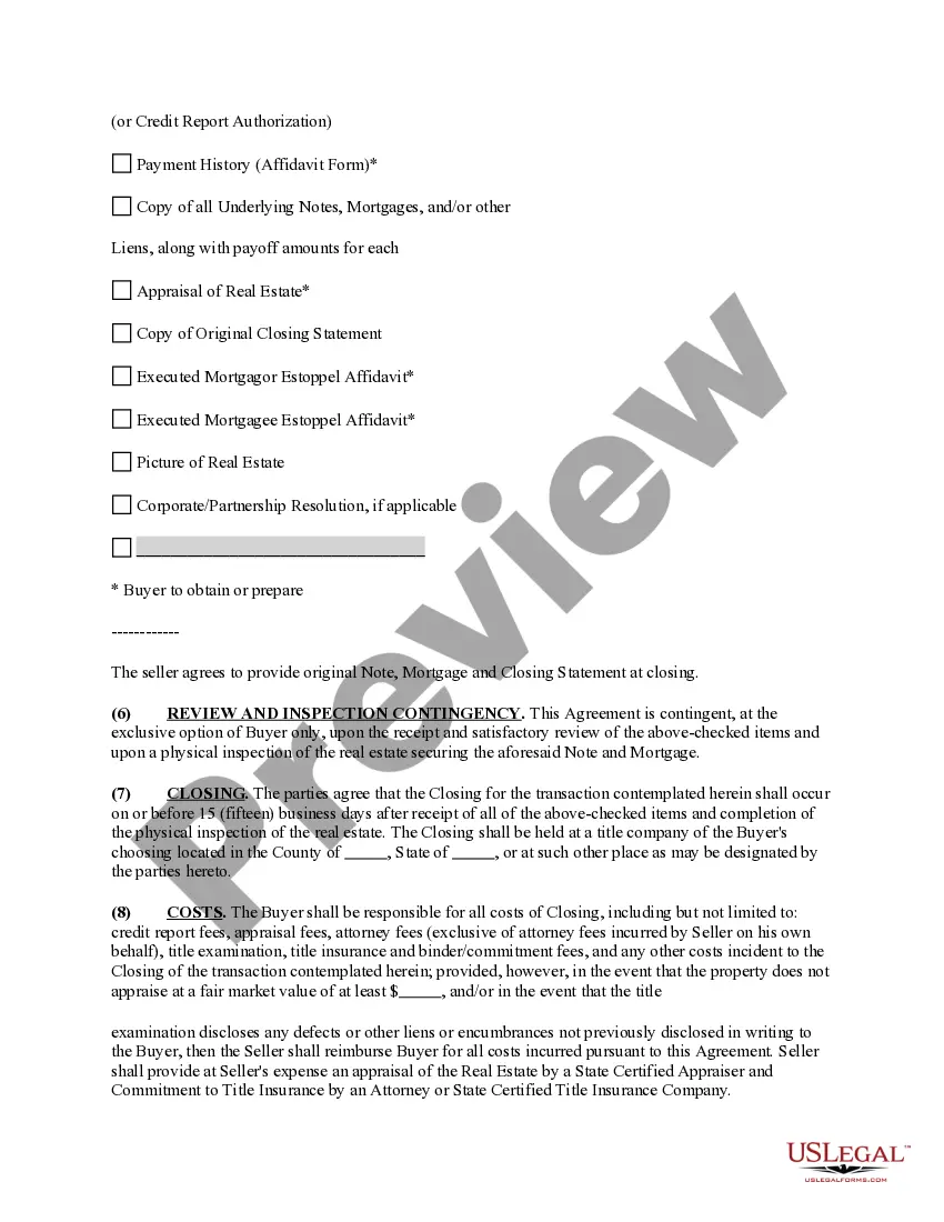 Preview Note and Mortgage - Partial Purchase Agreement