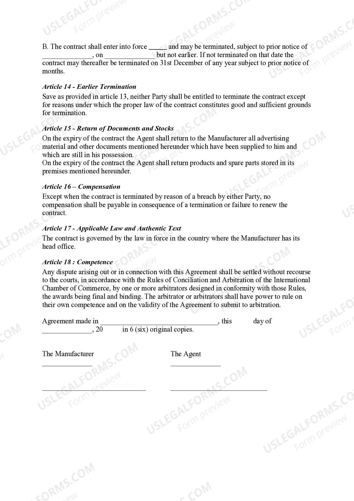 Preview Exclusive Agency Agreement