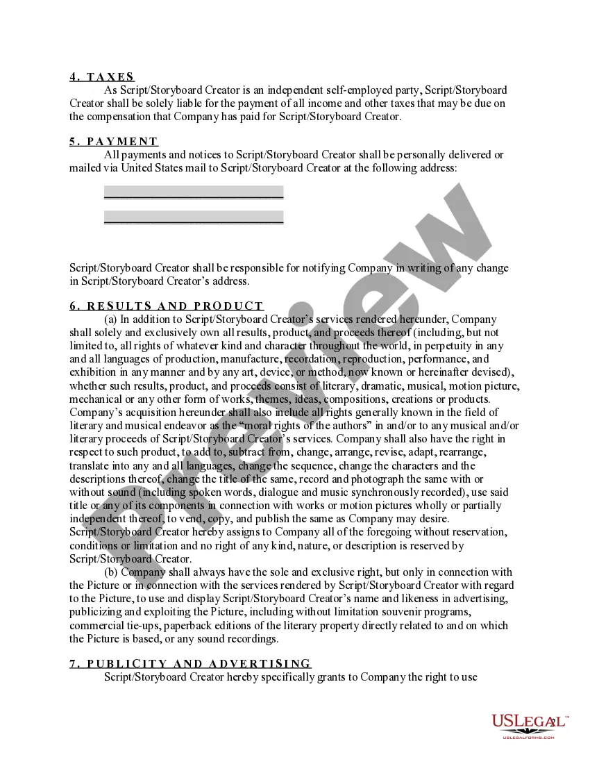 Get Script - Storyboard Creator Agreement Preview Script - Storyboard Creator Agreement