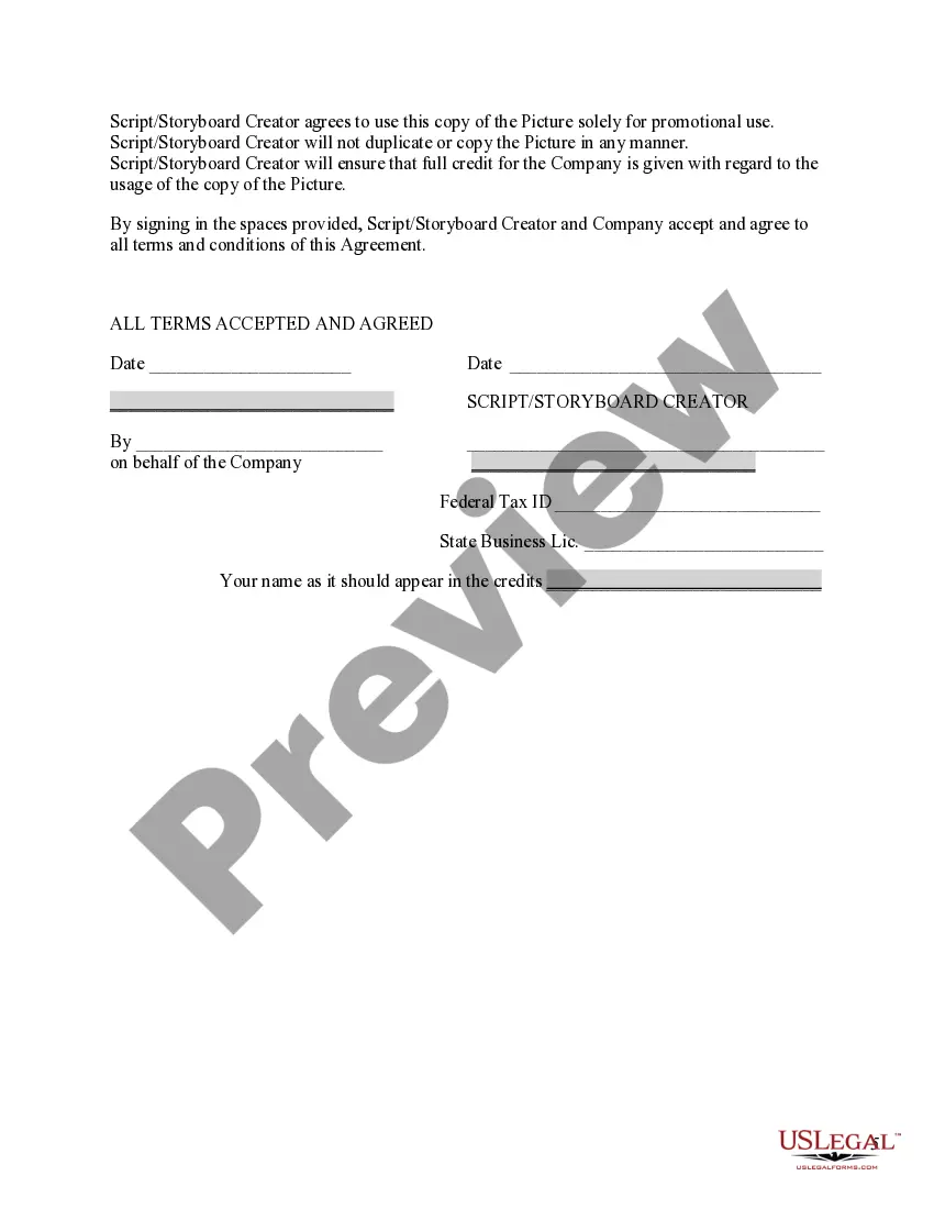 Get Script - Storyboard Creator Agreement Preview Script - Storyboard Creator Agreement