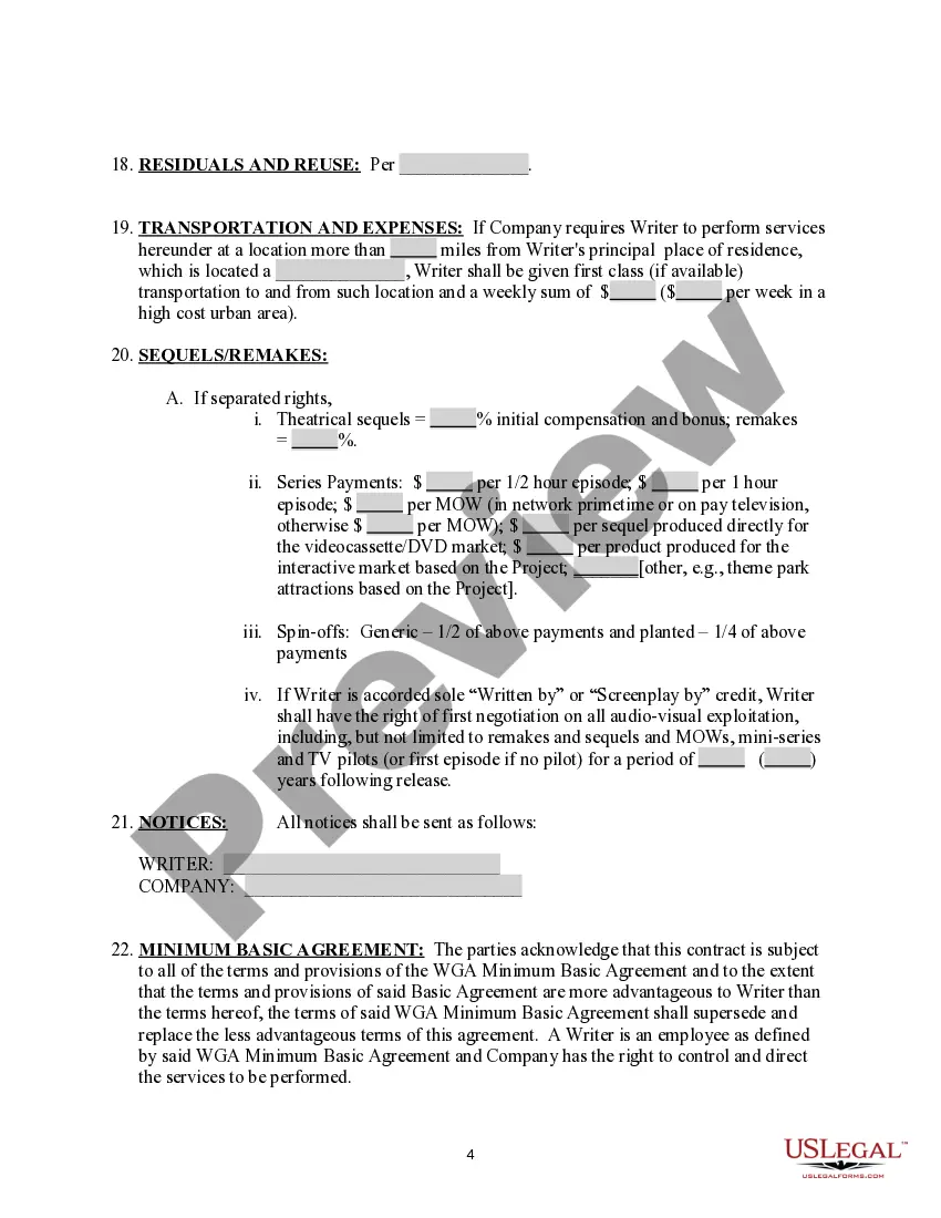 Get Short Form Theatrical Writer Contract Preview Short Form Theatrical Writer Contract