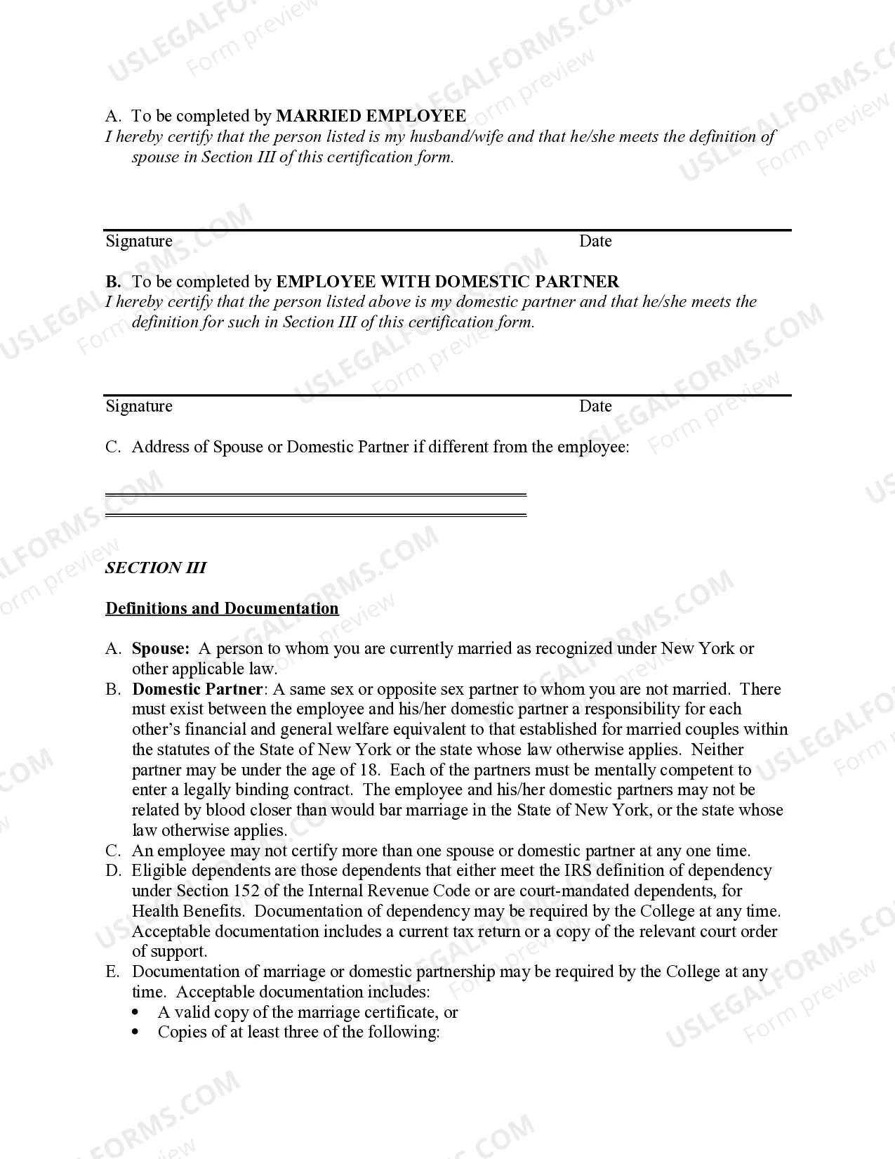 Preview Certification of Marriage or Domestic Partnership