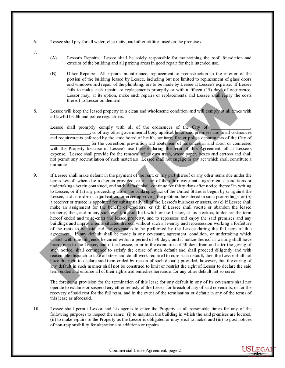 page 1 Commercial Lease Agreement for Office Space preview