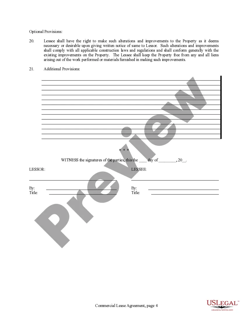 Preview Commercial Lease Agreement for Office Space