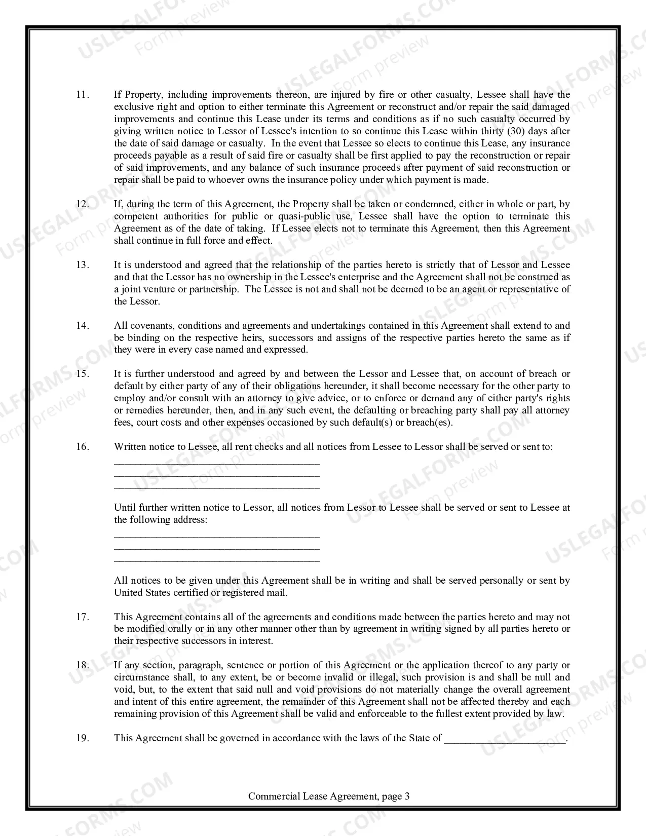 Preview Commercial Lease Agreement for Restaurant