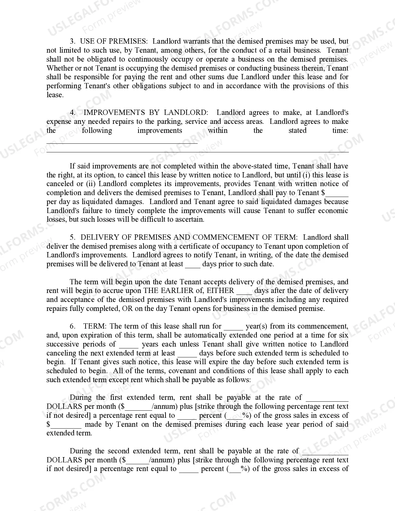 Preview Shopping Center Lease Agreement - percentage rent option